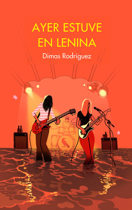 ilustración para la portada del primer libro del músico y guionista Dimas Rodríguez. Por culpa de una inesperada inundación, la tienda de discos Lenina Records sufre unos destrozos importantes. Nico, su propietaria, pide ayuda a amigos y clientes para que compren por la web, y se ofrece a traer los discos personalmente a casa. La ilustración es una alegoría a los viejos buenos tiempos, una celebración de la nostalgia, una banda de rock, la juventud eterna y las horas entre amigos